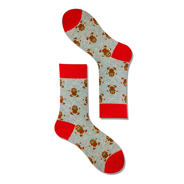 Men's Christmas Scene Socks-Red Gray - LOOUZ
