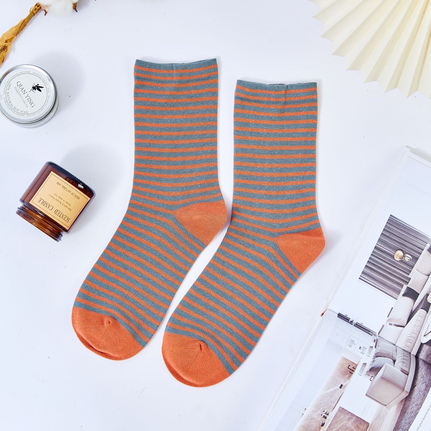 Women's Vintage Color Block Striped Socks - LOOUZ