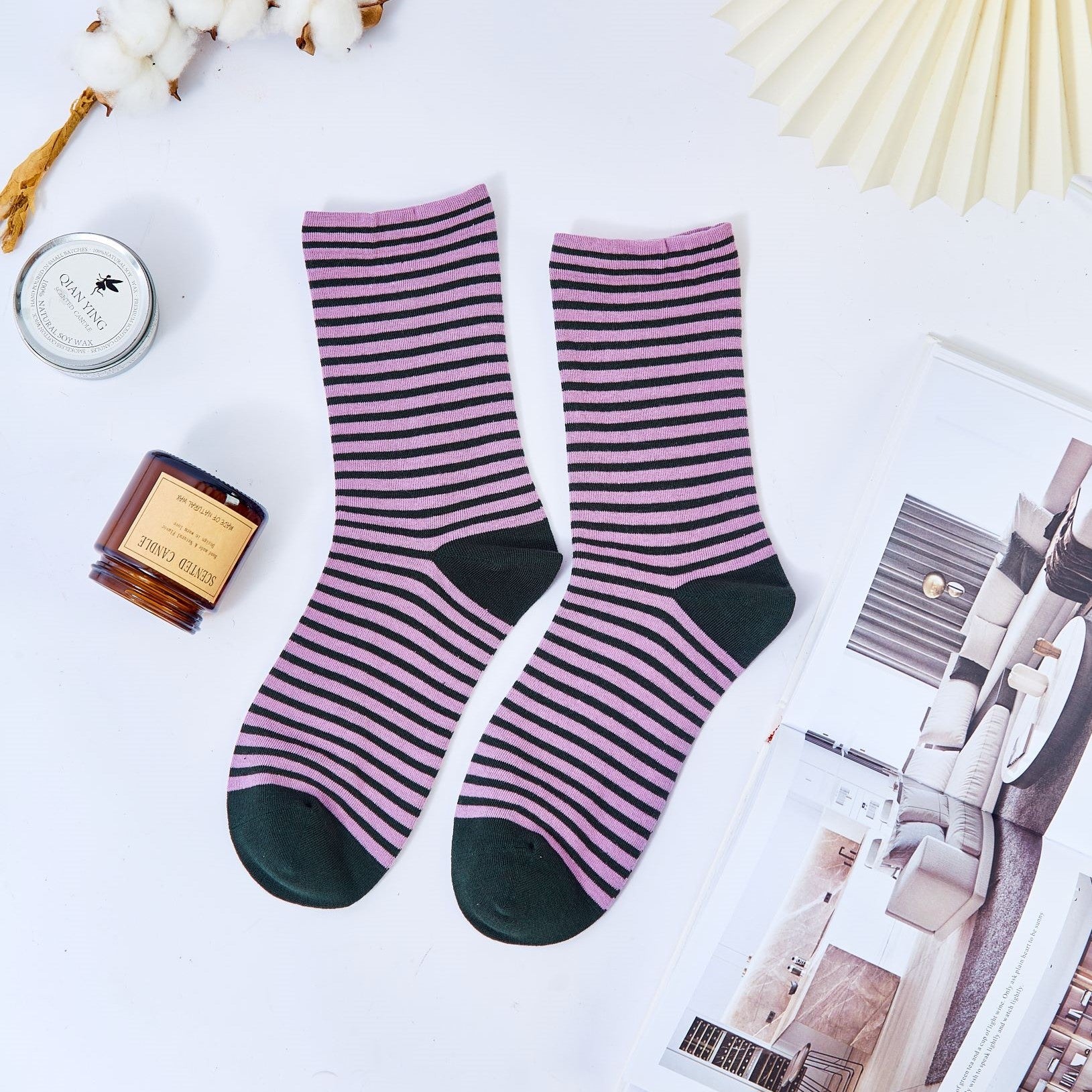 Women's Vintage Color Block Striped Socks - LOOUZ