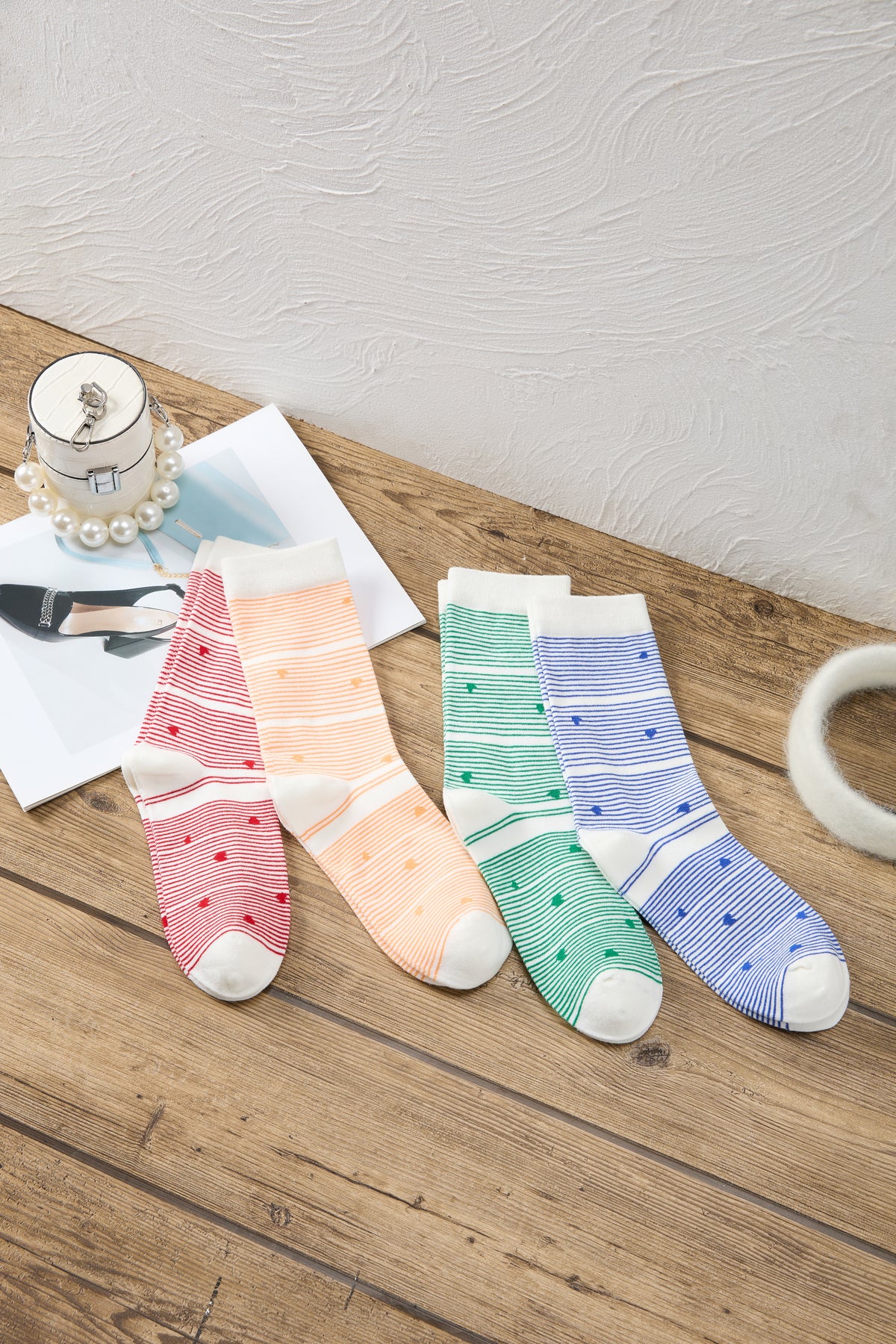 Women's Candy Stripe Heart Socks