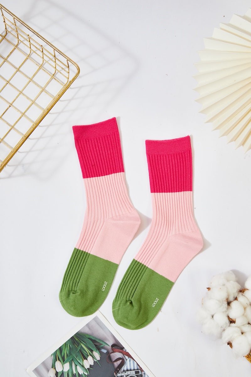 Women's Color Block Cozy Socks - LOOUZ