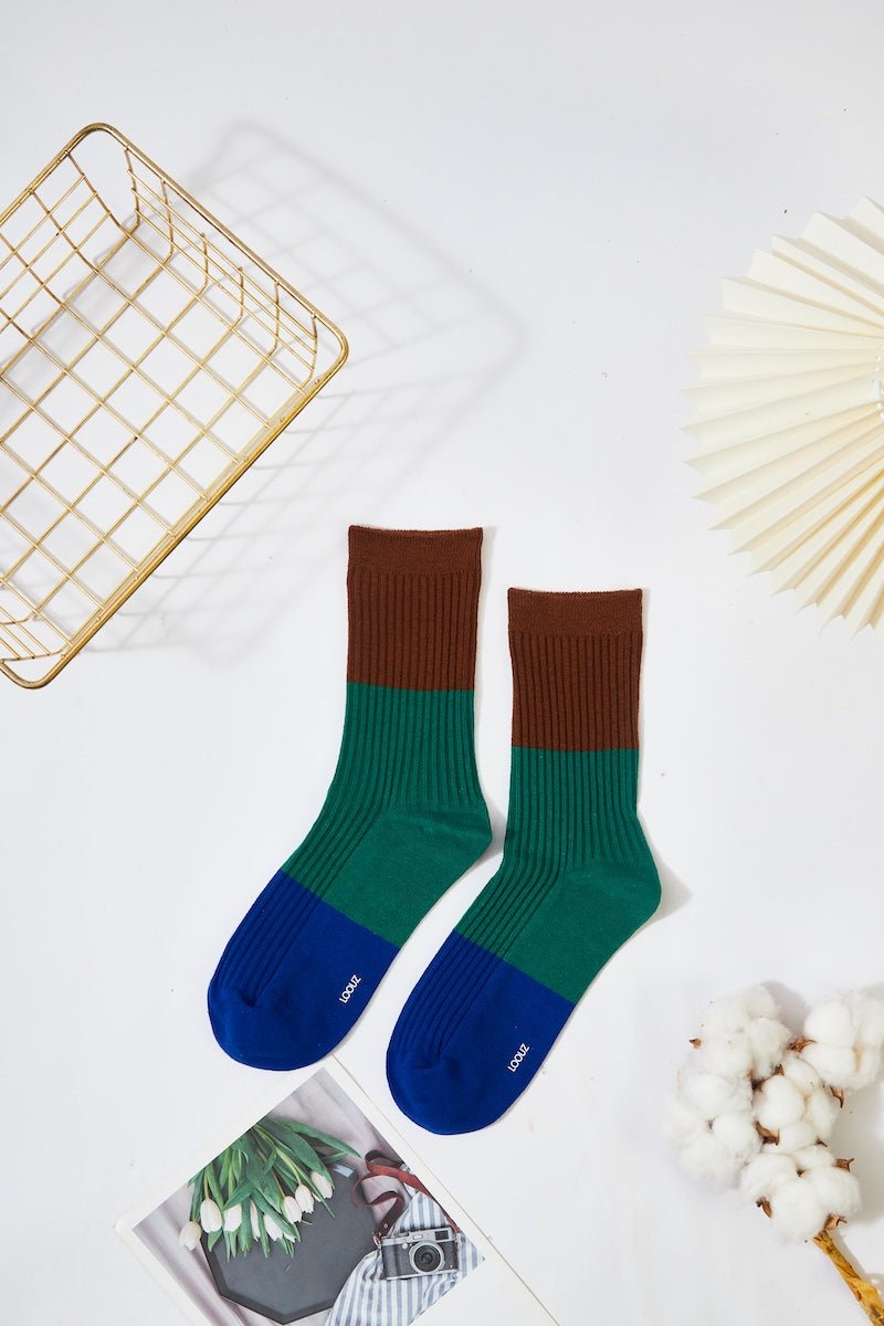 Women's Color Block Cozy Socks - LOOUZ