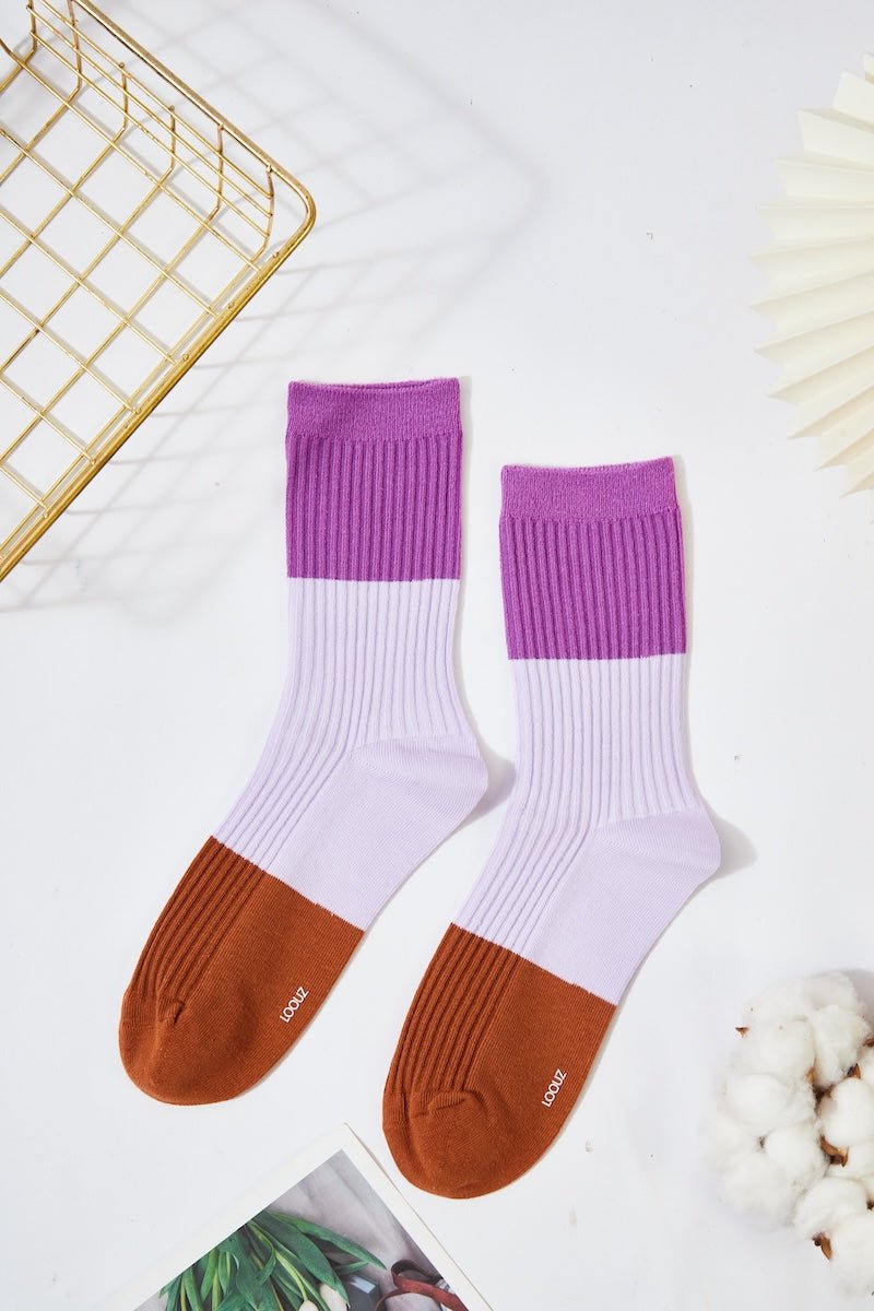 Women's Color Block Cozy Socks - LOOUZ