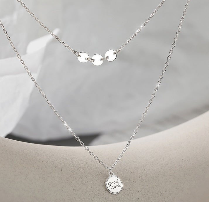 Good Luck Double Layer Necklace-Silver - LOOUZ