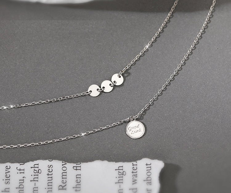 Good Luck Double Layer Necklace-Silver - LOOUZ