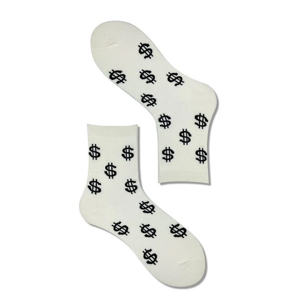 Men's Dollar Socks-White - LOOUZ