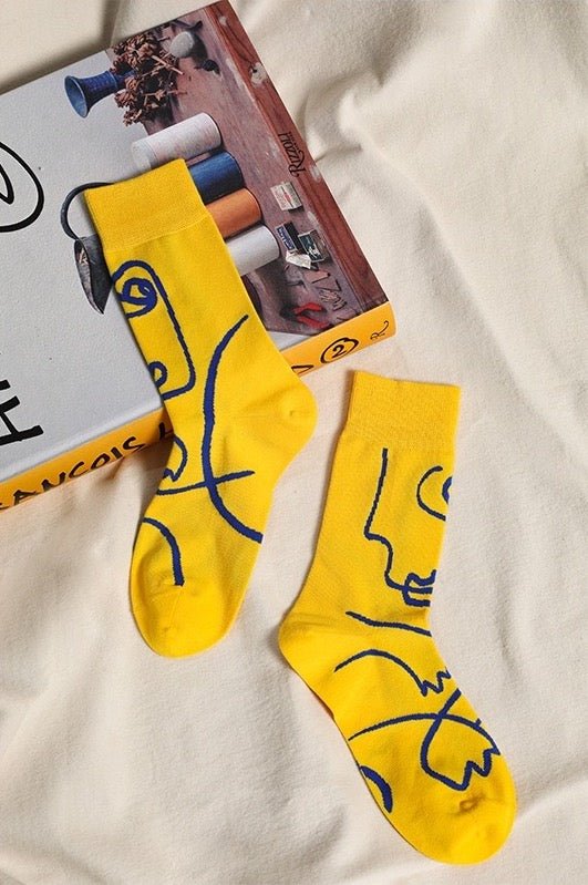 Unisex Art Work Sock - Yellow - LOOUZ