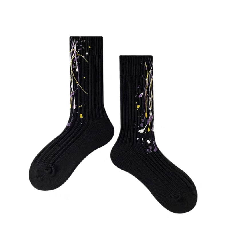 Unisex Paint Socks - Black - LOOUZ