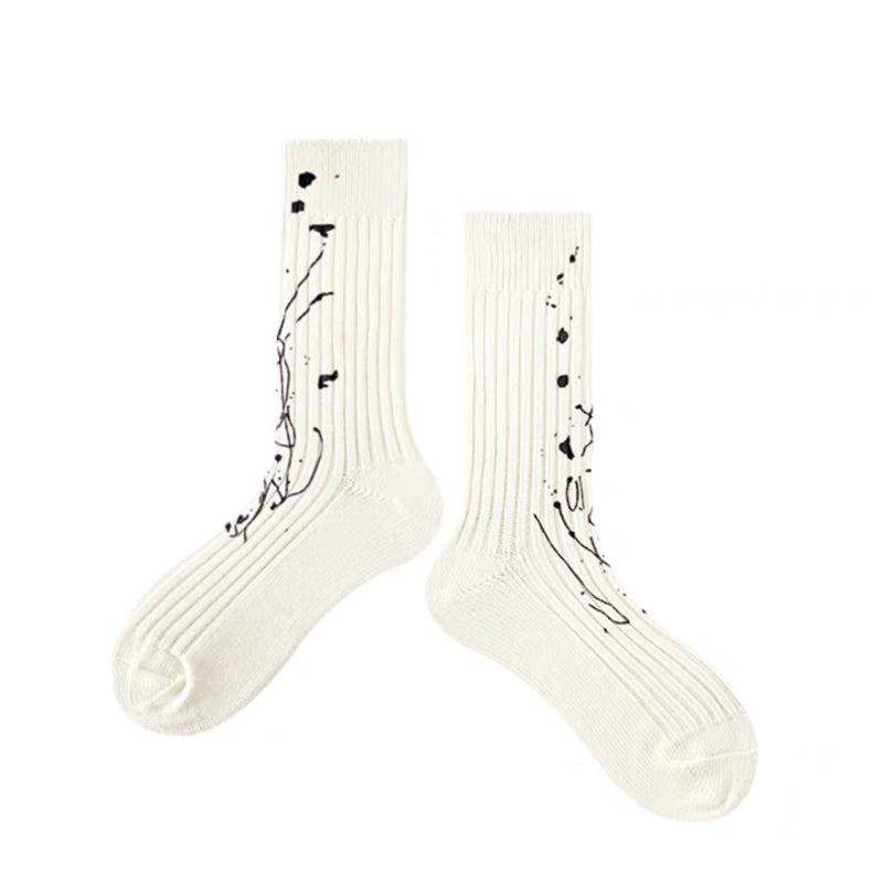 Unisex Paint Socks - White - LOOUZ