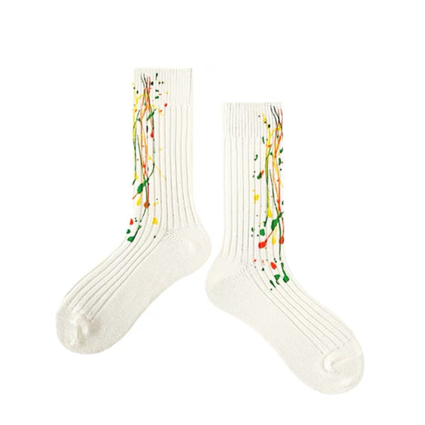 Unisex Paint Socks - White - LOOUZ