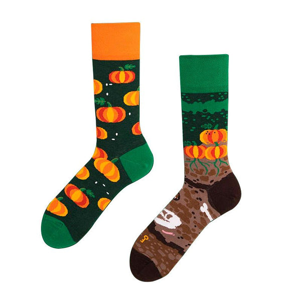 Unisex Pumpkin AB Socks-Multicolored - LOOUZ