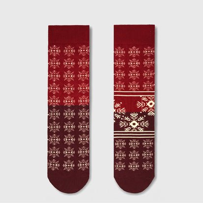 Christmas Scene Crew Socks-Red Mix | LOOUZ