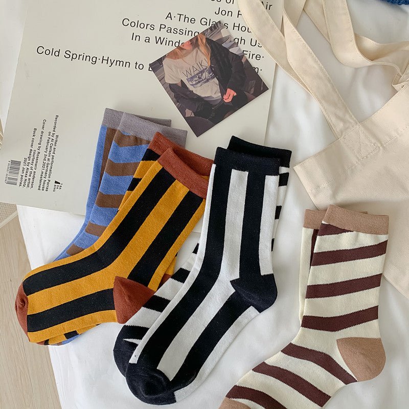 LissKiss Mocha Melange Faux Stockings & Opaque Top Stripe - Brown