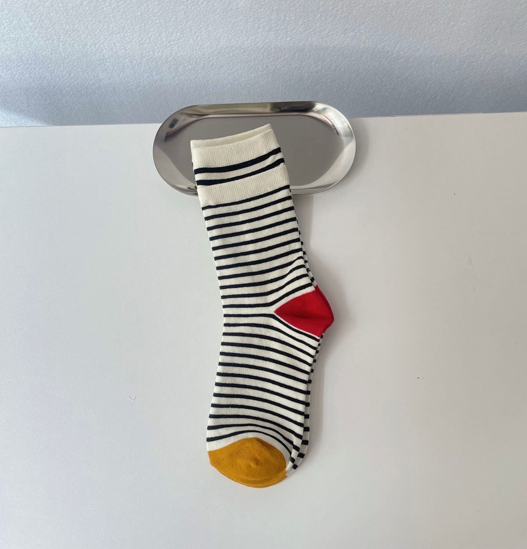 Women's Cow Print Striped Crew Socks - LOOUZ