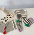Women's Cow Print Striped Crew Socks - LOOUZ