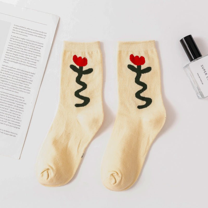 Women's Floral and Heart Socks - Crew