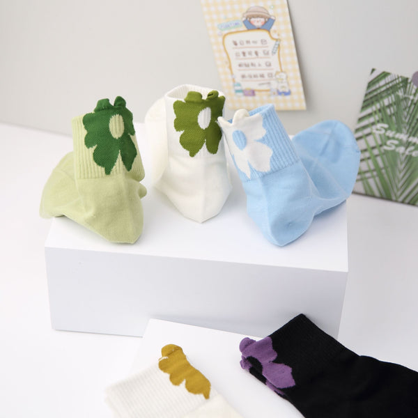 Women's Floral Heel Quarter Socks - LOOUZ
