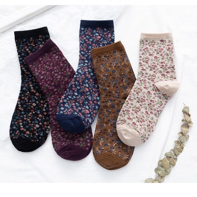 Women's Floral Print Socks - LOOUZ