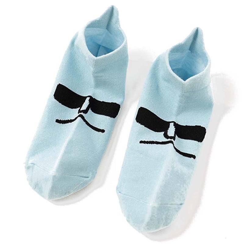 Women's Cute Funny Face Ankle Socks-No Show Blue