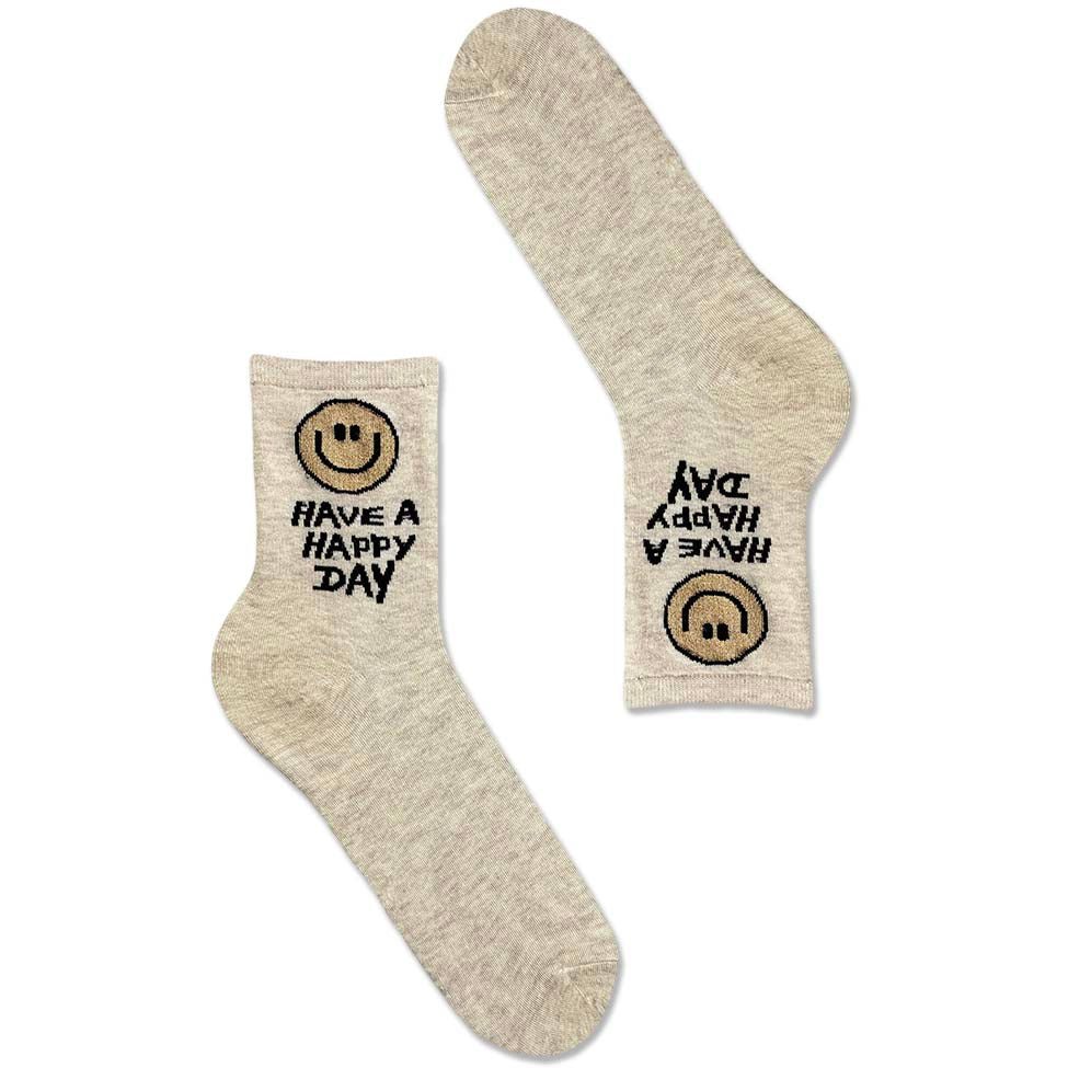 Women's Happy Day Socks-Beige
