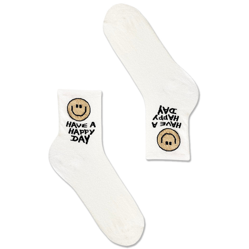Women's Happy Day Socks-White