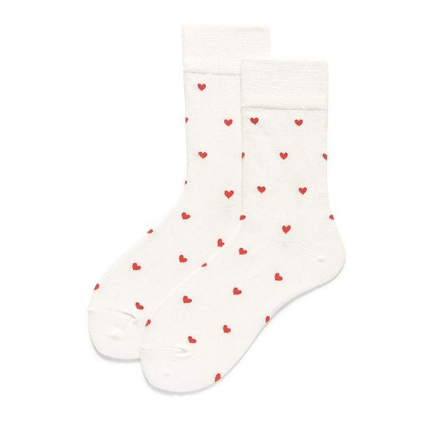 Women's Heart Socks - White Red