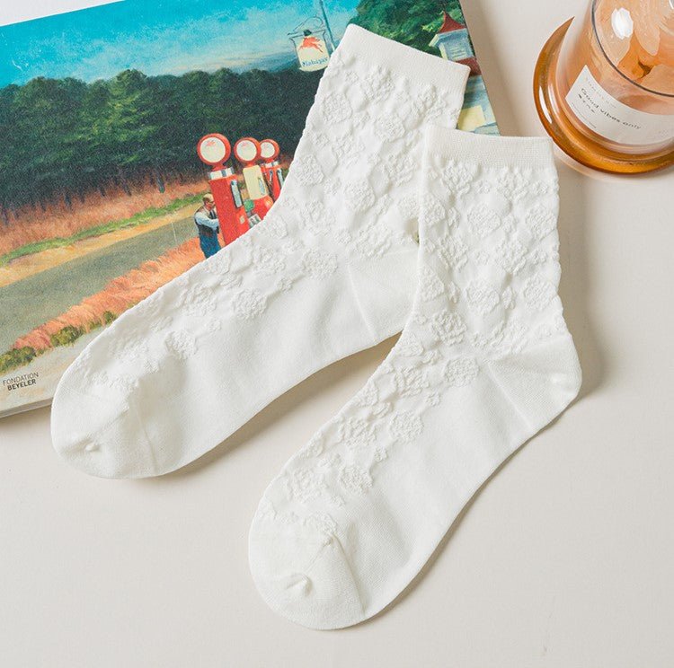 Women's Lace Flower Sock - White