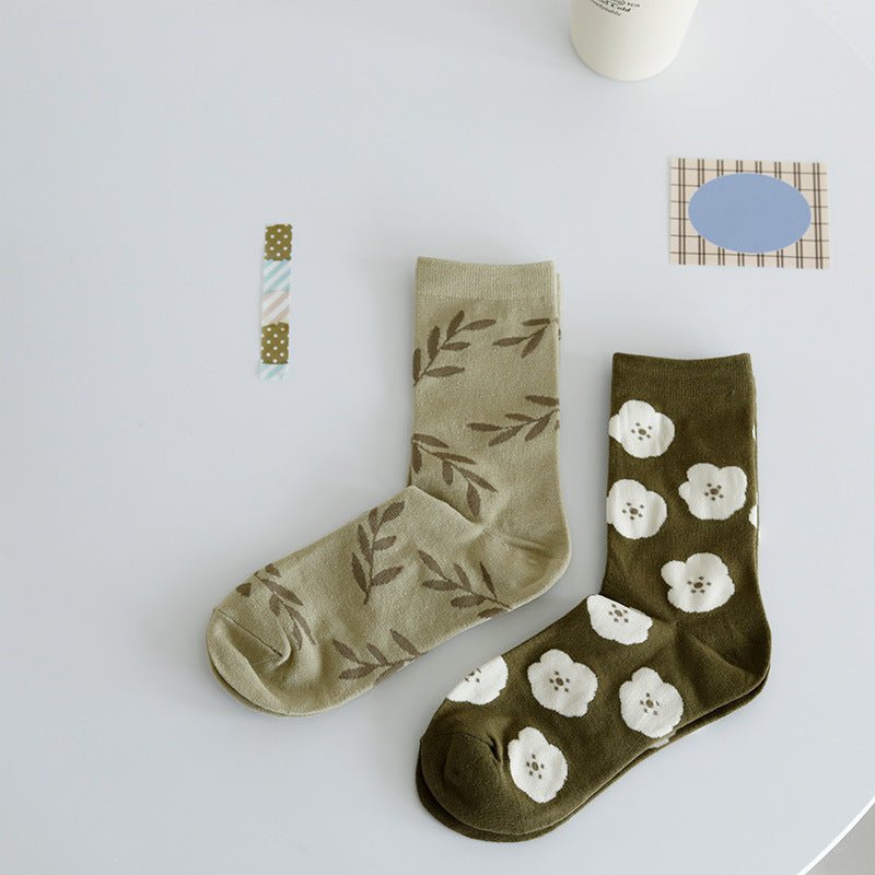 Women's Nature-Inspired Duo Flower and Leaf Socks - LOOUZ