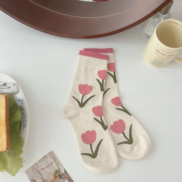 Women's Pink Tulip Socks - LOOUZ
