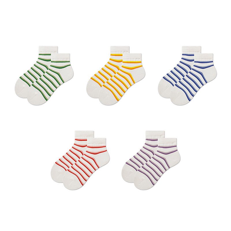 Women's Rainbow Burst Stripe Quarter Socks - LOOUZ