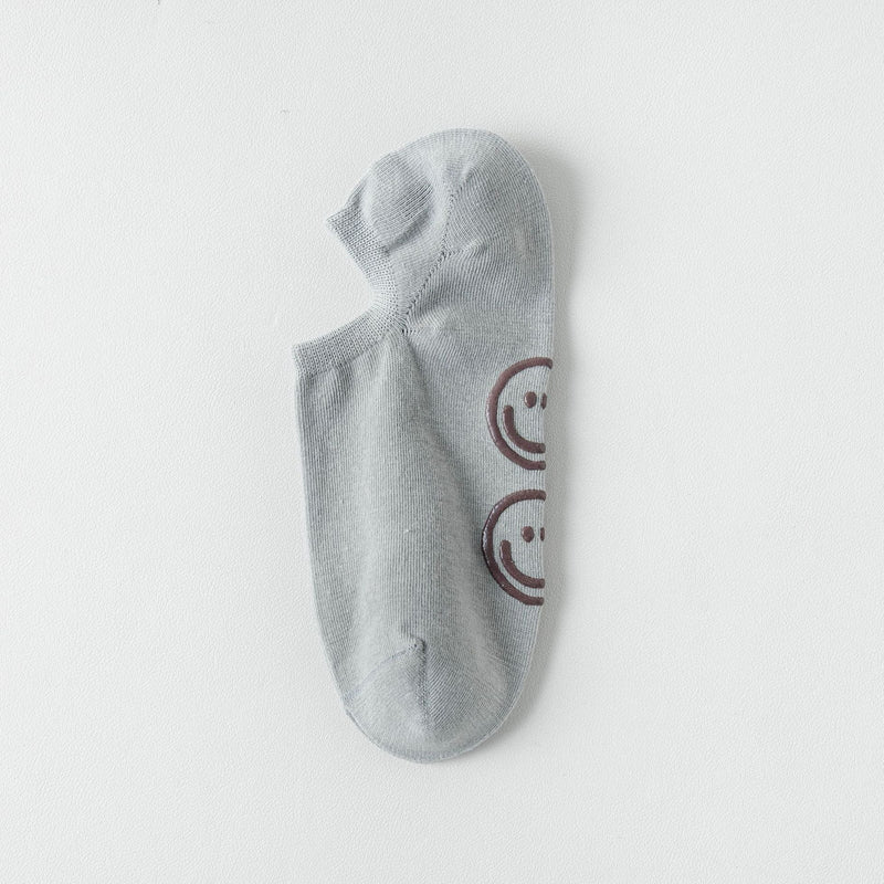 Women's Smiley Adhesive Non-Slip Low Cut Socks - LOOUZ