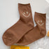 Women's Smiley Socks-Light Brown - LOOUZ