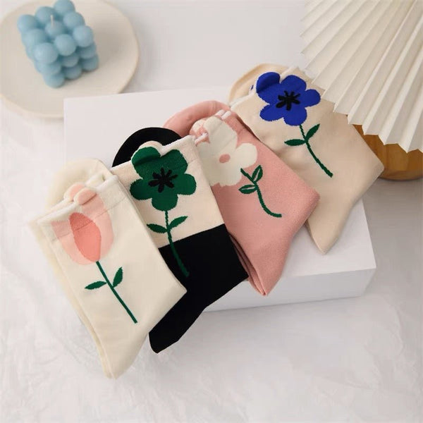 Women's Flower Quarter Socks - LOOUZ
