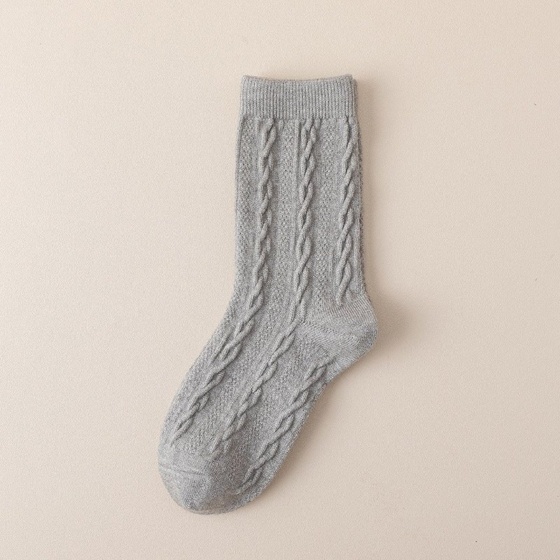 Women's Twisted Pattern Thickened Solid Color Socks - LOOUZ