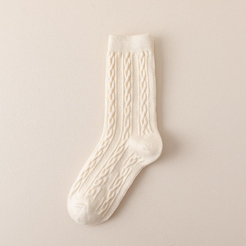Women's Twisted Pattern Thickened Solid Color Socks - LOOUZ