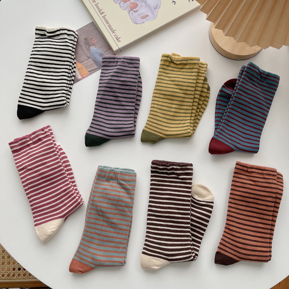 Women's Vintage Color Block Striped Socks - LOOUZ