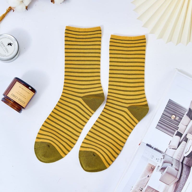 Women's Vintage Color Block Striped Socks - LOOUZ