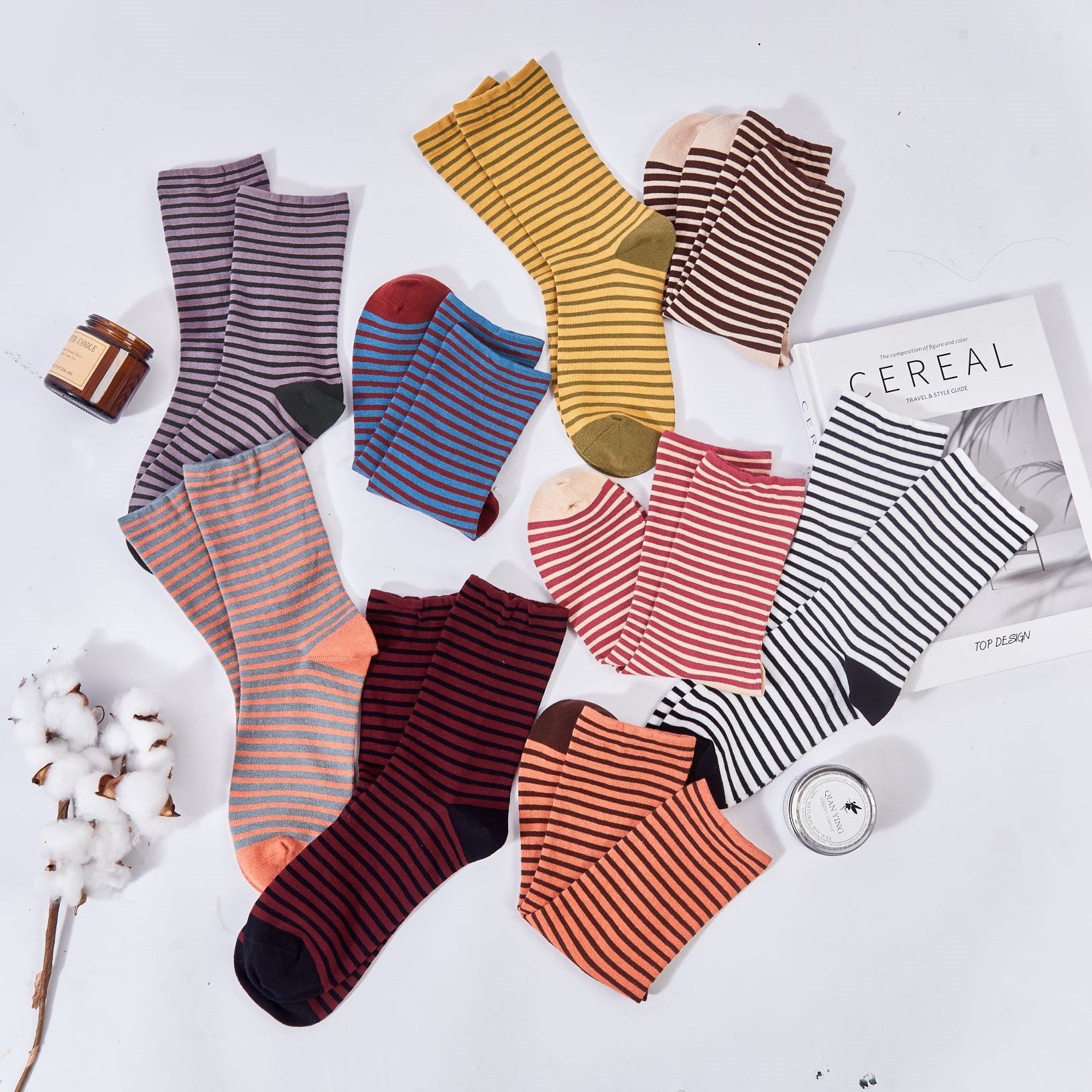 Women's Vintage Color Block Striped Socks - LOOUZ