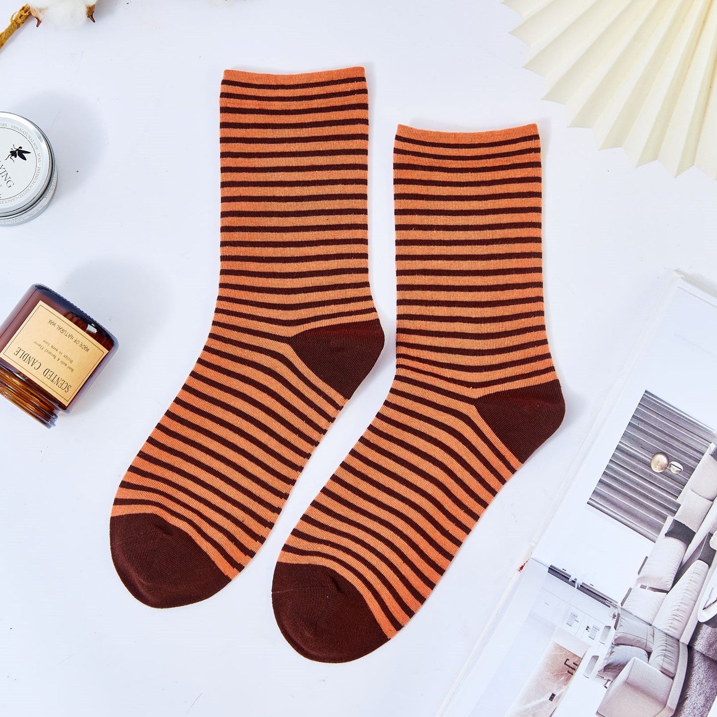 Women's Vintage Color Block Striped Socks - LOOUZ