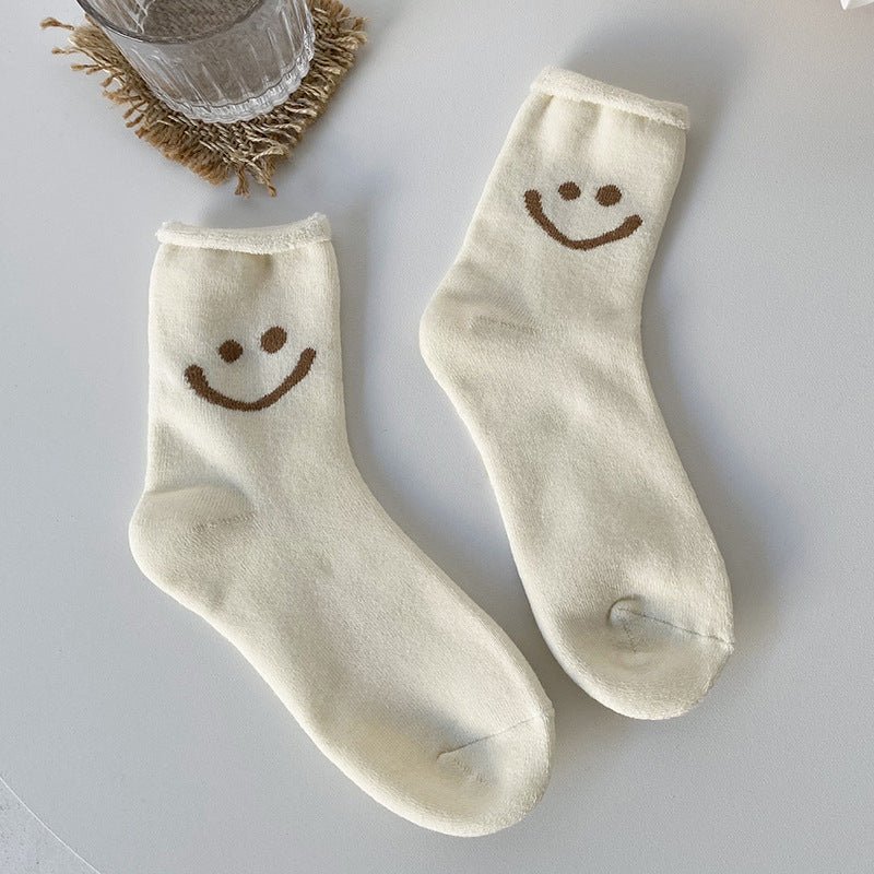 Women's Warm Smiley Face Socks - LOOUZ