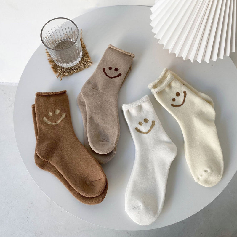 Women's Warm Smiley Face Socks - LOOUZ